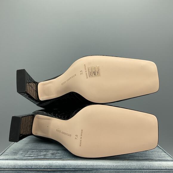 NEW Good American Women’s Croc Embossed Booties Black Size 7 - Picture 7 of 9